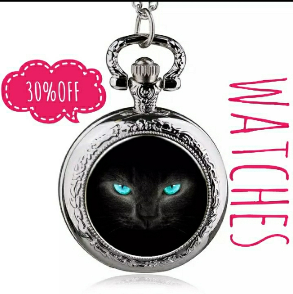 NWOT Quartz Cat Pocket Watch Chain